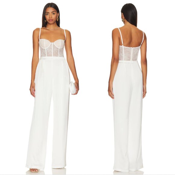 NEW Katie May Tink Jumpsuit in Ivory White Tank Lace Corset XL - Picture 1 of 2